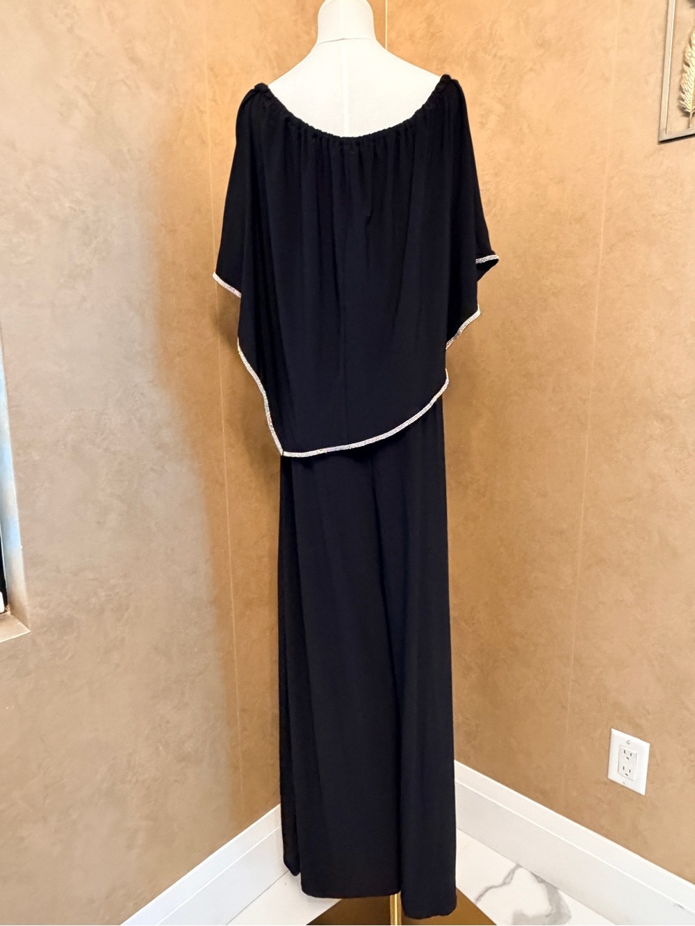 MSK Black Jumpsuit with Rhinestone Piping